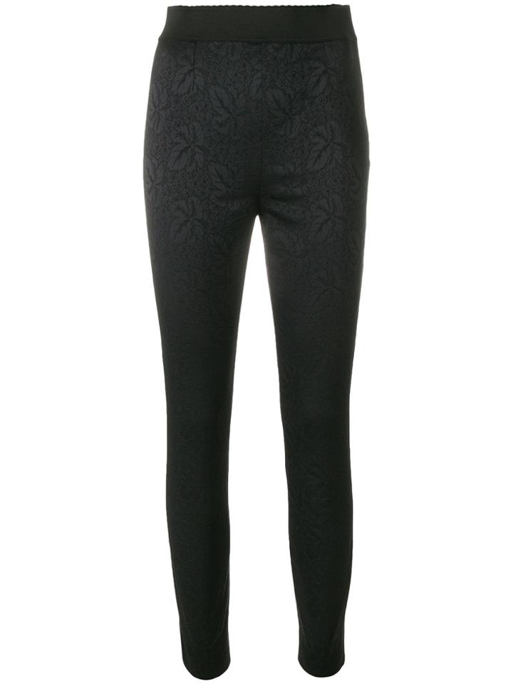 Dolce & Gabbana Floral Patch Skinny Trousers - Black