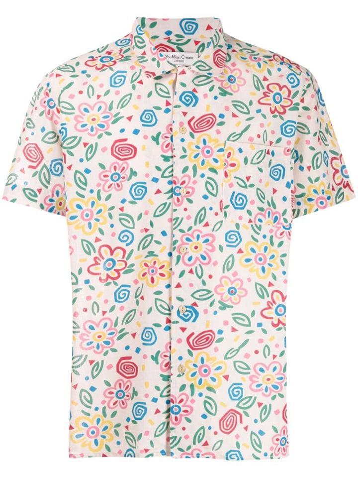 Ymc Cartoon Floral Shirt - Neutrals