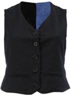 Geoffrey B. Small Brocade Print Back Cropped Waistcoat - Blue