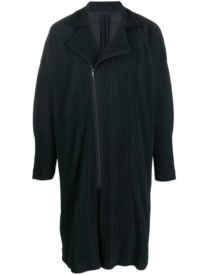 Homme Plissé Issey Miyake Pleated Zipped Coat - Blue