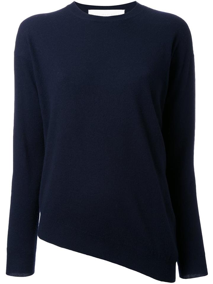 Stella Mccartney Draped Detail Jumper, Women's, Size: 42, Blue, Virgin Wool
