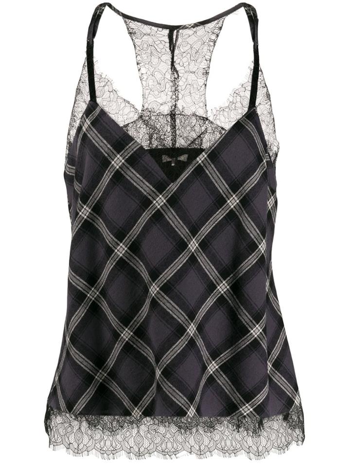 Gold Hawk Plaid Pattern Camisole Top - Grey