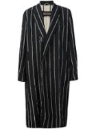Uma Wang Striped Coat, Men's, Size: Large, Black, Linen/flax/wool