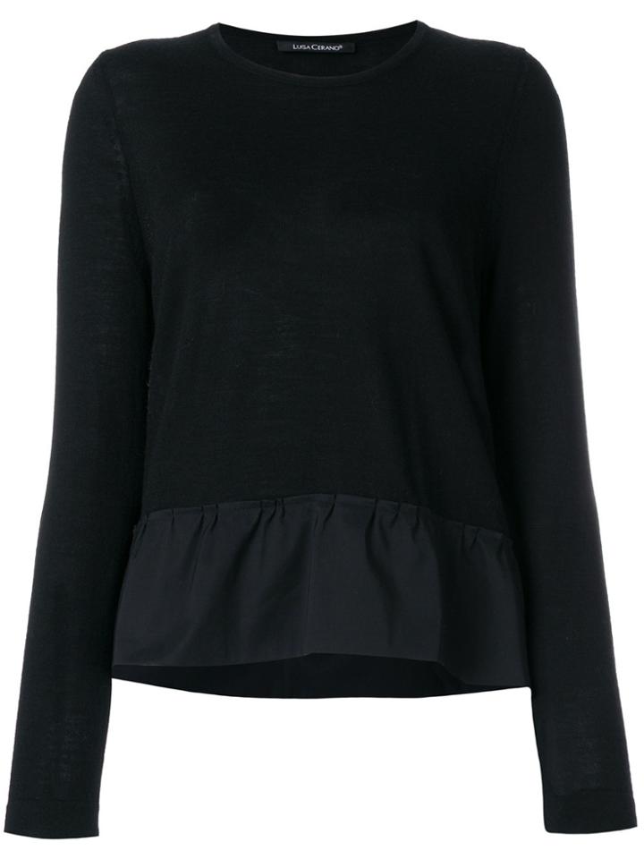 Luisa Cerano Peplum Sweater - Black
