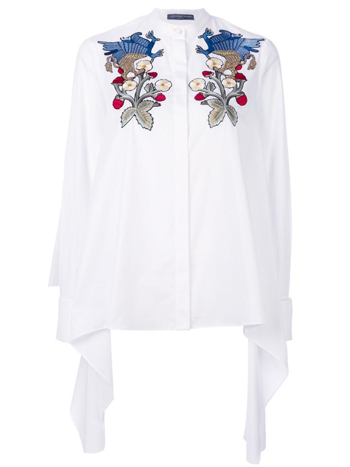 Alexander Mcqueen Floral And Gryphon Embroidered Blouse - White
