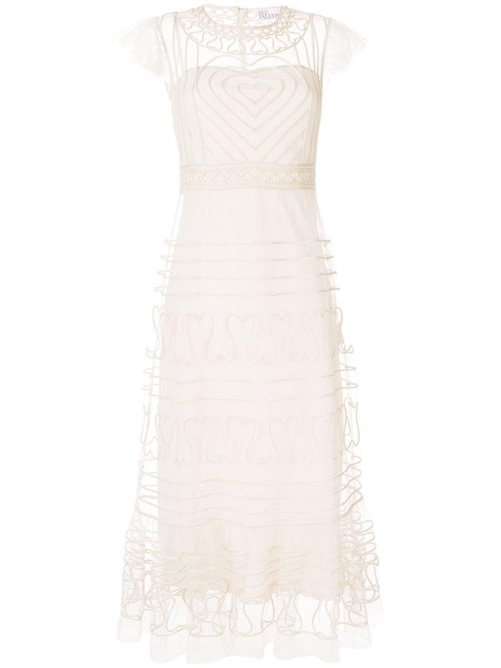 Red Valentino Tulle Heart Embroidered Long Dress - Neutrals