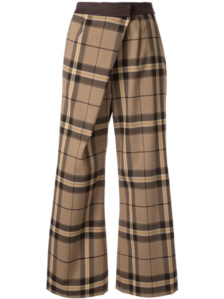 Loveless Check Pattern Cropped Trousers - Brown