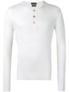Tom Ford Superfine Long Sleeved Henley, Men's, Size: 54, White, Silk/cashmere