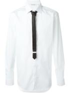 Neil Barrett Tie Detail Shirt, Men's, Size: 42, White, Cotton/polyester/polyurethane