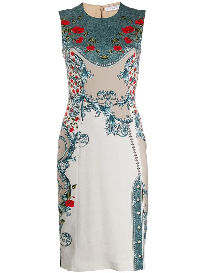 Versace Collection Floral Dress - Neutrals