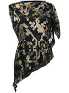 Peter Pilotto Draped Lurex Pattern Blouse - Black