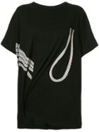 Yohji Yamamoto Rope Print Draped T-shirt - Black