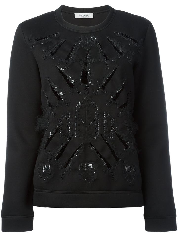 Valentino Sequin Embellished Knitted Sweater, Women's, Size: Small, Black, Polyamide/polyester/polyurethane/viscose