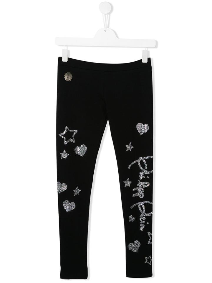 Philipp Plein Junior Crystal Embellished Track Pants - Black
