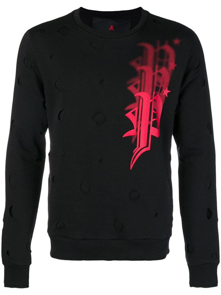 Philipp Plein Distressed Logo Sweatshirt - Black