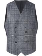 Tagliatore Checked Double-breasted Waistcoat, Men's, Size: 50, Grey, Cupro/virgin Wool