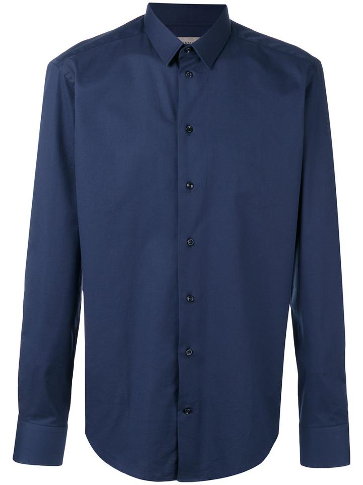 Armani Collezioni Classic Shirt, Men's, Size: 40, Blue, Cotton/spandex/elastane