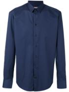 Armani Collezioni Classic Shirt, Men's, Size: 40, Blue, Cotton/spandex/elastane
