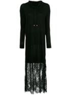 Twin-set - Lace Detail Hooded Dress - Women - Polyamide/viscose/wool - S, Black, Polyamide/viscose/wool
