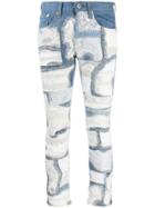 Junya Watanabe Floral Lace Panelled Jeans - Blue
