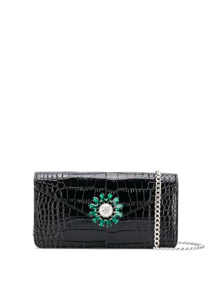 Miu Miu Embossed Crocodile Mini Bag - Black