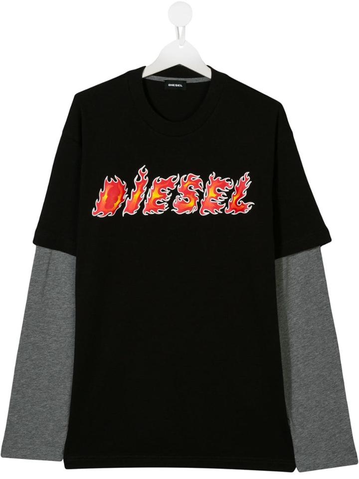 Diesel Kids Logo Long-sleeve Top - Black