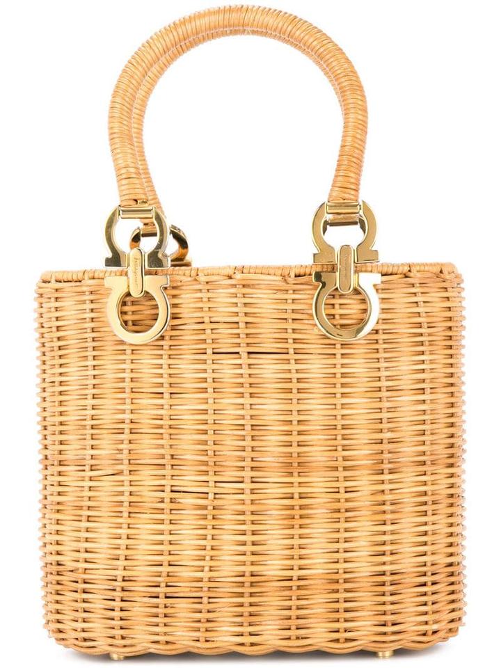 Salvatore Ferragamo Pre-owned Gancini Wicker Bag - Brown