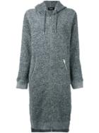Diesel Long Zipped Hooded Coat, Women's, Size: Small, Grey, Cotton/acrylic/polyester/alpaca