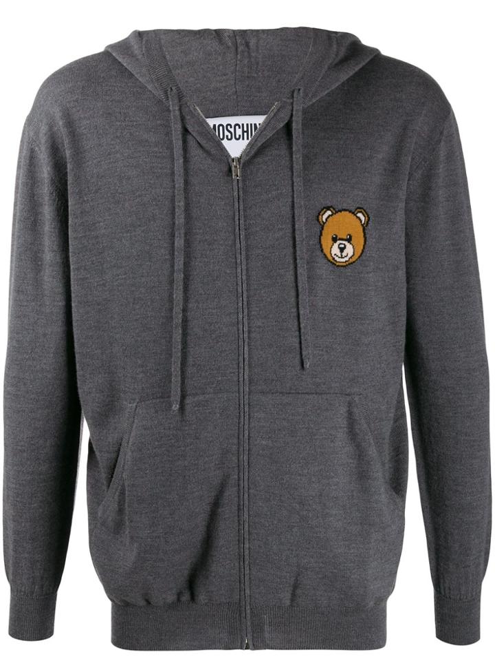 Moschino Teddy Bear Zipped Cardigan - Grey