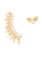 Silvia Tcherassi White Debbie Pearl Creeper Earrings - Gold