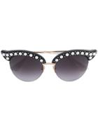 Gucci Eyewear Faux-pearl Cat-eye Sunglasses - Black