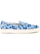 Diego Vanassibara Tile Print Slip-ons - Blue