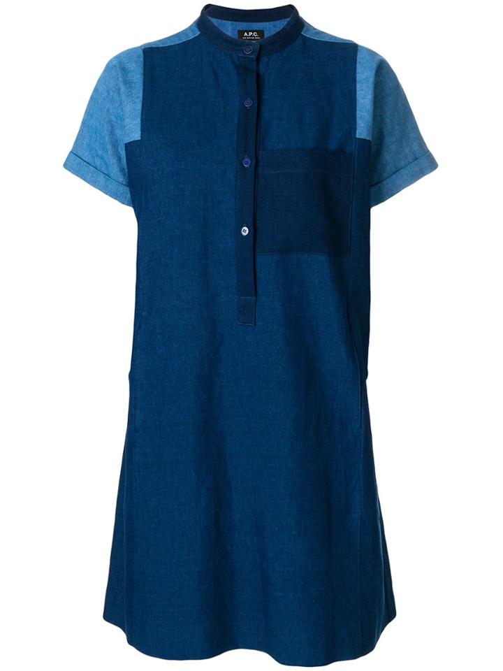A.p.c. Contrast Denim Dress - Blue
