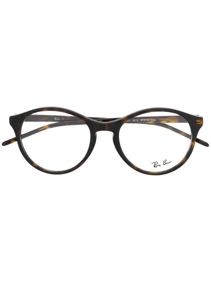 Ray-ban Round Tortoise Shell Effect Glasses - Brown