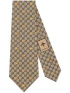 Gucci Gg Bees Silk Tie - Neutrals
