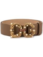 Dolce & Gabbana Embellished Logo Belt - Brown