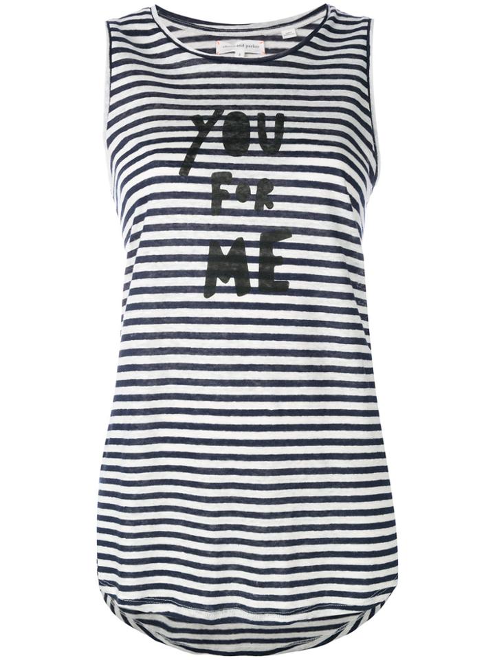 Chinti & Parker Striped Slogan Tank Top - Blue