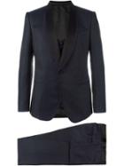 Dolce & Gabbana Patterned Three-piece Suit, Men's, Size: 46, Blue, Silk/polyester/viscose/acetate