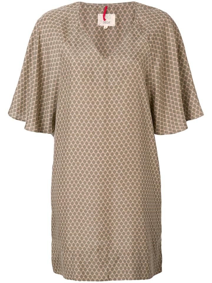 Diega Print Flared Dress - Brown