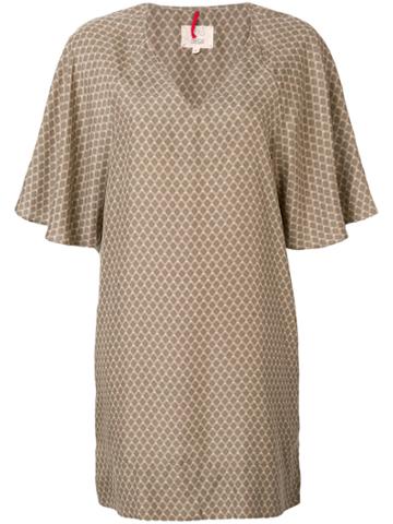 Diega Print Flared Dress - Brown