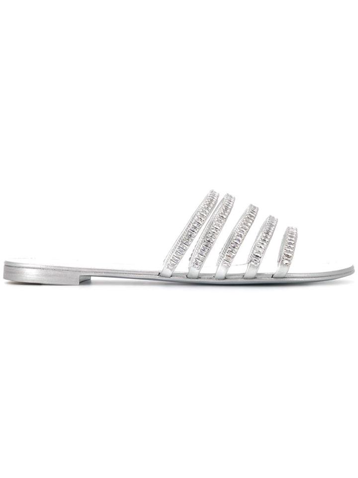 Giuseppe Zanotti Design Crystal-embellished Slides - Silver