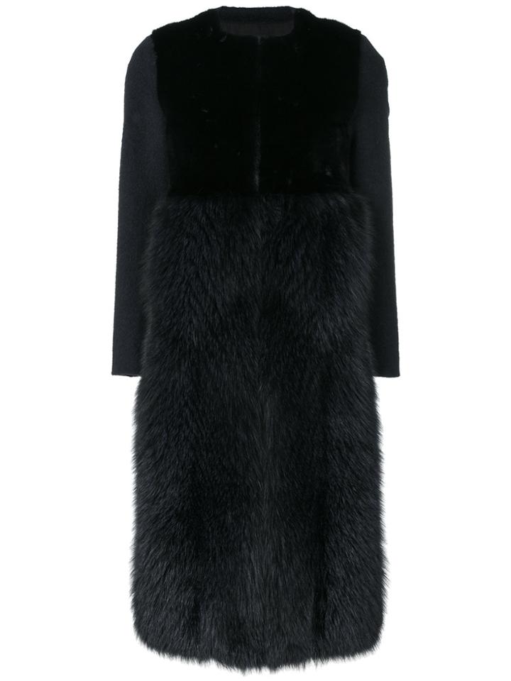 Blancha Fur Detail Gilet Coat - Black