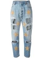 History Repeats Ripped Star Patch Jeans - Blue