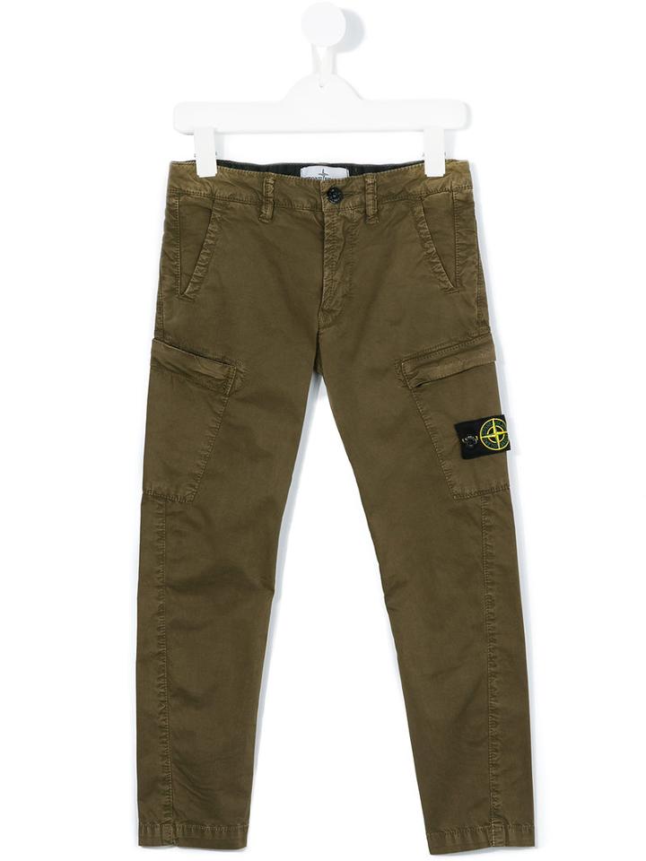 Stone Island Junior - Logo Patch Cargo Trousers - Kids - Cotton/spandex/elastane - 8 Yrs, Boy's, Green