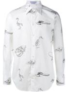 Alexander Mcqueen Victorian Skeleton Print Shirt, Men's, Size: 15 1/2, White, Cotton