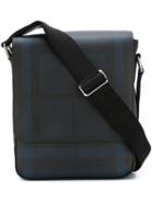 Burberry Checked Messenger Bag, Blue, Pvc/leather
