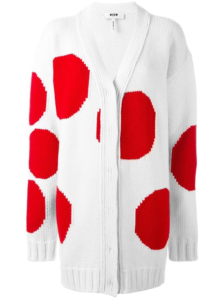Msgm Polka Dot Long Cardigan, Women's, Size: Small, Nude/neutrals, Polyamide/wool
