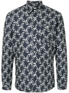 The Goodpeople Bamboo Leaf Print Shirt - Blue