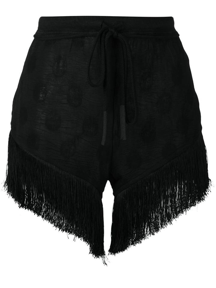 Lost & Found Ria Dunn Fringed Shorts, Women's, Size: Medium, Black, Cotton/viscose/polyester