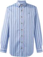 Vivienne Westwood Man Embroidered Logo Striped Shirt, Men's, Size: 48, Blue, Cotton
